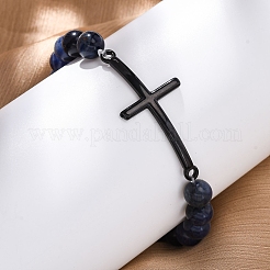 Round Natural Sodalite Bead Stretch Bracelets&nbsp;BJEW-F493-08EB-02