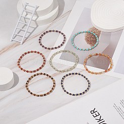 7Pcs 7 Style Natural & Synthetic Mixed Stone Stretch Bracelets Set with Brass Beaded&nbsp;BJEW-JB08772