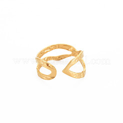 Ion Plating(IP) 304 Stainless Steel Wave Wrap Open Cuff Ring for Women&nbsp;RJEW-S405-206G