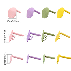 48Pcs 12 Style Spray Painted Iron Stud Earring Findings&nbsp;IFIN-FH0001-69