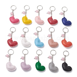 Imitation Leather Heart & Round Acrylic Keychains&nbsp;KEYC-JKC01354