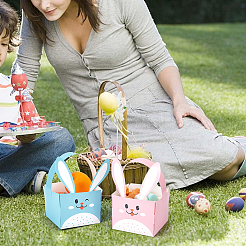 Rabbit Paper Storage Gift Boxes with Handle&nbsp;CON-WH0095-40