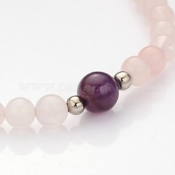 Personalized Dual-use Round Gemstone Beads 4-Layer Stretch Wrap Bracelets/Necklaces&nbsp;BJEW-JB01906-01