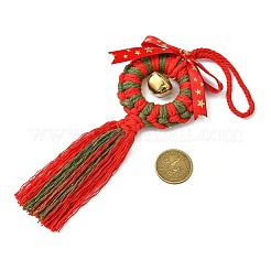 Handmade Macrame Cotton Christmas Wreath Pendant Decoration&nbsp;HJEW-JM02654-02