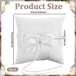 Square Polyester with Plastic Pearl Flower Wedding Finger Ring Display Pillow&nbsp;RDIS-WH0016-24B