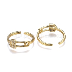 Adjustable Brass Micro Pave Clear Cubic Zirconia Cuff Rings&nbsp;ZIRC-Z002-06G