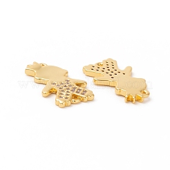 Brass Micro Pave Grade AAA Cubic Zirconia Links&nbsp;X-ZIRC-O022-18G-A-NR