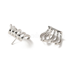 Clear Cubic Zirconia Grass Stud Earrings&nbsp;EJEW-C027-03P