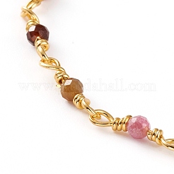 Faceted Round Natural Multicolor Tourmaline Beaded Bracelets&nbsp;BJEW-JB05768-02