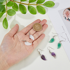 3 Pairs 3 Styles Natural Mixed Gemstone Wings Dangle Earrings with Brass Pins for Women&nbsp;EJEW-FI0003-19