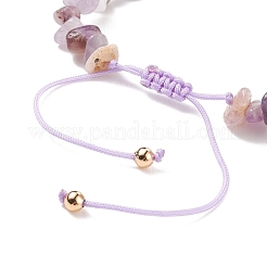 Natural Amethyst Chips & Resin Evil Eye Braided Bead Bracelet&nbsp;BJEW-JB08495-04