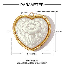 304 Stainless Steel with Resin Pendants&nbsp;RE-OY001-02G