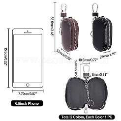 2Pcs 2 Colors PU Imitation Leather Keychains&nbsp;AJEW-WR0001-22