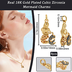 8Pcs Brass Micro Pave Cubic Zirconia Pendants&nbsp;KK-BBC0014-40
