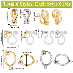 36Pcs 6 Styles 304 Stainless Steel Clip-on Earring Findings&nbsp;STAS-SC0008-33