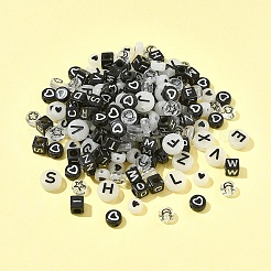 200Pcs Opaque Black Acrylic Beads&nbsp;MACR-FS0001-86