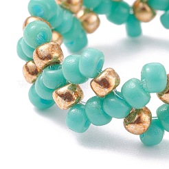 4Pcs 4 Colors Glass Seed Beads Braided Finger Rings Set for Women&nbsp;RJEW-JR00419