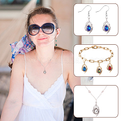 24Pcs 12 Colors Alloy Glass Pendants&nbsp;ALRI-GA0001-15