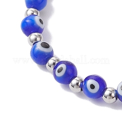 Handmade Lampwork Evil Eye Beaded Stretch Bracelets for Women&nbsp;BJEW-JB12290-03
