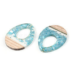 Transparent Resin & White Wood Pendants&nbsp;RESI-TAC0021-78