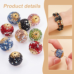 12Pcs 6 Colors Glass Rhinestone Clay Pave Beads&nbsp;FIND-PH0018-36