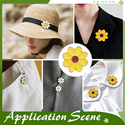 16Pcs Daisy Enamel Pins&nbsp;JEWB-PH0001-68B