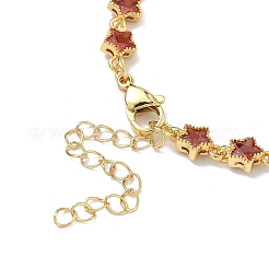 Star Brass Pave Cubic Zirconia Link Chain Bracelets for Women&nbsp;BJEW-P385-03G-05