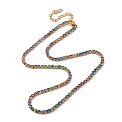 3MM 304 Stainless Steel Rhinestone Cup Chain Necklaces for Women&nbsp;NJEW-G175-01G-01