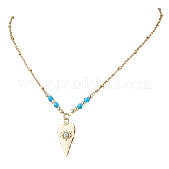 Brass Pave Cubic Zirconia Evil Eye Heart Pendant 304 Stainless Steel Satellite Chain Necklaces for Women&nbsp;NJEW-JN05803-01