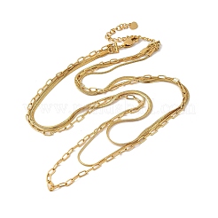 Stainless Steel Chains Three Layers Necklaces&nbsp;NJEW-D054-01A-01G