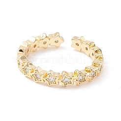 Clear Cubic Zirconia Star Cuff Ring&nbsp;KK-D067-34G-RS
