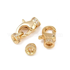 Brass Micro Pave Clear Cubic Zirconia Cord Ends&nbsp;KK-C136-01G