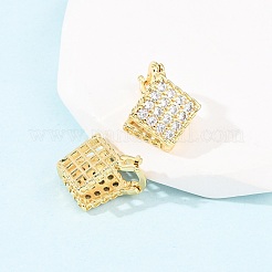 Brass Micro Pave Cubic Zirconia Rhombus Hoop Earrings&nbsp;EJEW-B153-09G