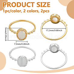 2Pcs 2 Colors Brass & Cat's Eye Finger Rings for Women&nbsp;RJEW-GO0001-24