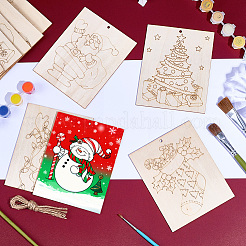 10Pcs Christmas Unfinished Blank Wood Pendants Set for Painting Arts&nbsp;WOOD-SP0001-79C