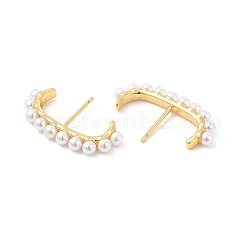 ABS Imitation Pearl Beaded C-shape Stud Earrings&nbsp;EJEW-P213-15G