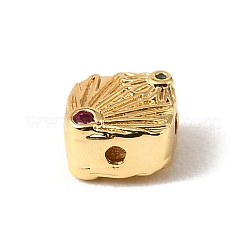 Brass Micro Pave Cubic Zirconia Beads&nbsp;KK-D262-06G-04