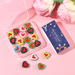 20Pcs Painted Glass Beads Bumpy Beads Heart&nbsp;LAMP-SC0001-66