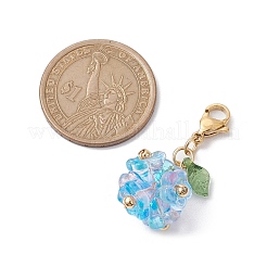 5Pcs Flower Acrylic & Glass Pendant Decorations&nbsp;HJEW-TA00178