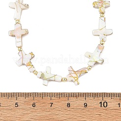 Drawbench Style Natural Freshwater Shell Religion Cross Beaded Necklaces for Women&nbsp;NJEW-JN06648