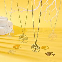 8Pcs 4 Colors Filigree Tree of Life Brass Pendants&nbsp;KK-NB0002-56