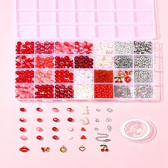 DIY Alloy Enamel & Glass & CCB Plastic Bracelets Jewelry Making Kits&nbsp;DIY-FS0007-51