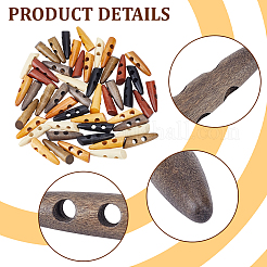 56Pcs 7 Colors 2-Hole Wood Buttons&nbsp;BUTT-GF0004-26