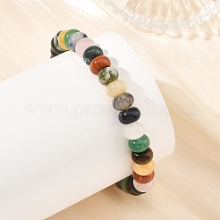 8MM Natural Mixed Gemstone Rondelle Heishi Beads Stretch Bracelets&nbsp;BJEW-JB14425
