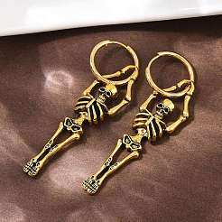 Alloy Skeleton Hoop Earrings&nbsp;LS-EJEW-Z132-01AG