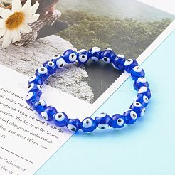 Handmade Evil Eye Lampwork Beaded Stretch Bracelets Sets&nbsp;BJEW-JB06218