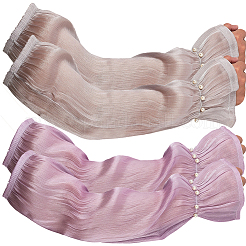 2 Pairs 2 Colors Glazed Gauze Long Oversleeves&nbsp;AJEW-CY0001-22B