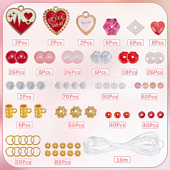 Valentine's Day Theme DIY Alloy Enamel Charm & Glass Beads Double-layer Stretch Bracelet Making Kits&nbsp;DIY-SC0028-70