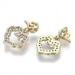 Brass Micro Pave Cubic Clear Zirconia Charms&nbsp;KK-N232-130-NF