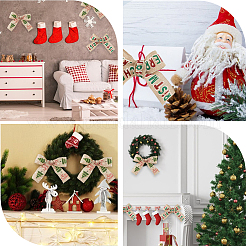 2 Rolls 2 Styles Christmas Printed Linen Ribbon&nbsp;OCOR-GF0002-72